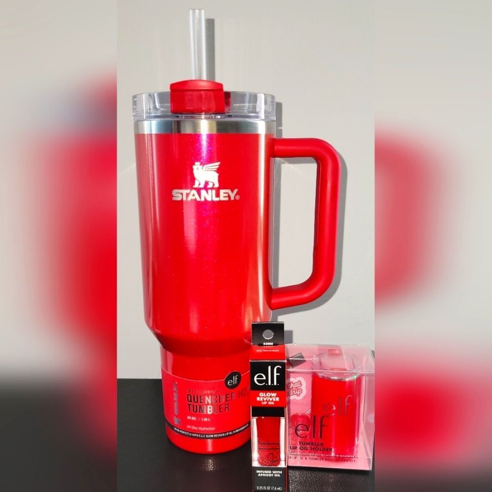 Stanley x e.l.f. Cosmetics 40 oz SS Tumbler Bundle w/ Lip Oil & Holder